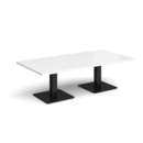Brescia rectangular coffee table with flat square black bases 1600mm x 800mm - white