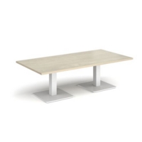 Brescia rectangular coffee table with flat square white bases 1600mm x 800mm - made to order