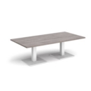 Brescia rectangular coffee table with flat square white bases 1600mm x 800mm - grey oak