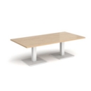 Brescia rectangular coffee table with flat square white bases 1600mm x 800mm - kendal oak