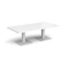 Brescia rectangular coffee table with flat square white bases 1600mm x 800mm - white