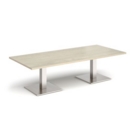 Brescia rectangular coffee table with flat square brushed steel bases 1800mm x 800mm - made to order