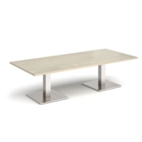 Brescia rectangular coffee table with flat square brushed steel bases 1800mm x 800mm - made to order