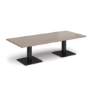 Brescia rectangular coffee table with flat square black bases 1800mm x 800mm - barcelona walnut