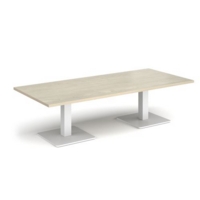 Brescia rectangular coffee table with flat square white bases 1800mm x 800mm - made to order