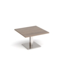 Brescia square coffee table with flat square brushed steel base 800mm - barcelona walnut
