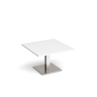 Brescia square coffee table with flat square brushed steel base 800mm - white