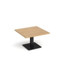 Brescia square coffee table with flat square black base 800mm - oak