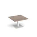 Brescia square coffee table with flat square white base 800mm - barcelona walnut