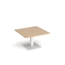 Brescia square coffee table with flat square white base 800mm - kendal oak