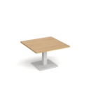 Brescia square coffee table with flat square white base 800mm - oak