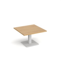 Brescia square coffee table with flat square white base 800mm - oak