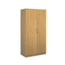 Deluxe double door cupboard 2000mm high with 4 shelves - oak