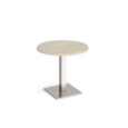 Brescia circular dining table with flat square brushed steel base 800mm - made to order