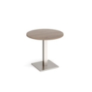 Brescia circular dining table with flat square brushed steel base 800mm - barcelona walnut