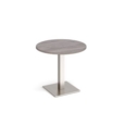 Brescia circular dining table with flat square brushed steel base 800mm - grey oak