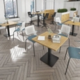 Brescia circular dining table with flat square black base 800mm - beech