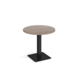 Brescia circular dining table with flat square black base 800mm - barcelona walnut