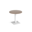 Brescia circular dining table with flat square white base 800mm - barcelona walnut