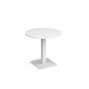 Brescia circular dining table with flat square white base 800mm - white