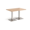 Brescia rectangular dining table with flat square brushed steel bases 1200mm x 800mm - beech