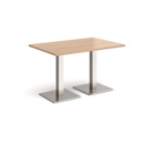 Brescia rectangular dining table with flat square brushed steel bases 1200mm x 800mm - beech