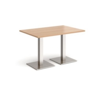 Brescia rectangular dining table with flat square brushed steel bases 1200mm x 800mm - beech