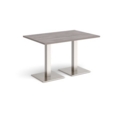 Brescia rectangular dining table with flat square brushed steel bases 1200mm x 800mm - grey oak