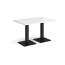 Brescia rectangular dining table with flat square black bases 1200mm x 800mm - white
