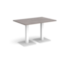 Brescia rectangular dining table with flat square white bases 1200mm x 800mm - grey oak