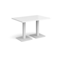 Brescia rectangular dining table with flat square white bases 1200mm x 800mm - white