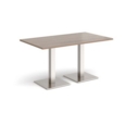 Brescia rectangular dining table with flat square brushed steel bases 1400mm x 800mm - barcelona walnut