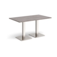 Brescia rectangular dining table with flat square brushed steel bases 1400mm x 800mm - grey oak