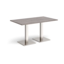 Brescia rectangular dining table with flat square brushed steel bases 1400mm x 800mm - grey oak