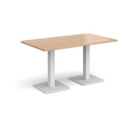 Brescia rectangular dining table with flat square white bases 1400mm x 800mm - beech