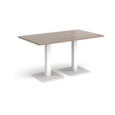 Brescia rectangular dining table with flat square white bases 1400mm x 800mm - barcelona walnut