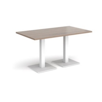Brescia rectangular dining table with flat square white bases 1400mm x 800mm - barcelona walnut