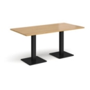 Brescia rectangular dining table with flat square black bases 1600mm x 800mm - oak