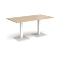 Brescia rectangular dining table with flat square white bases 1600mm x 800mm - kendal oak