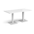 Brescia rectangular dining table with flat square white bases 1600mm x 800mm - white