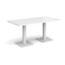 Brescia rectangular dining table with flat square white bases 1600mm x 800mm - white