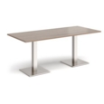 Brescia rectangular dining table with flat square brushed steel bases 1800mm x 800mm - barcelona walnut