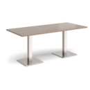 Brescia rectangular dining table with flat square brushed steel bases 1800mm x 800mm - barcelona walnut