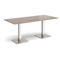 Brescia rectangular dining table with flat square brushed steel bases 1800mm x 800mm - barcelona walnut