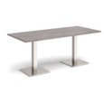 Brescia rectangular dining table with flat square brushed steel bases 1800mm x 800mm - grey oak