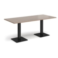 Brescia rectangular dining table with flat square black bases 1800mm x 800mm - barcelona walnut