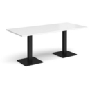 Brescia rectangular dining table with flat square black bases 1800mm x 800mm - white