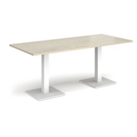 Brescia rectangular dining table with flat square white bases 1800mm x 800mm - made to order