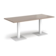 Brescia rectangular dining table with flat square white bases 1800mm x 800mm - barcelona walnut