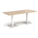 Brescia rectangular dining table with flat square white bases 1800mm x 800mm - kendal oak